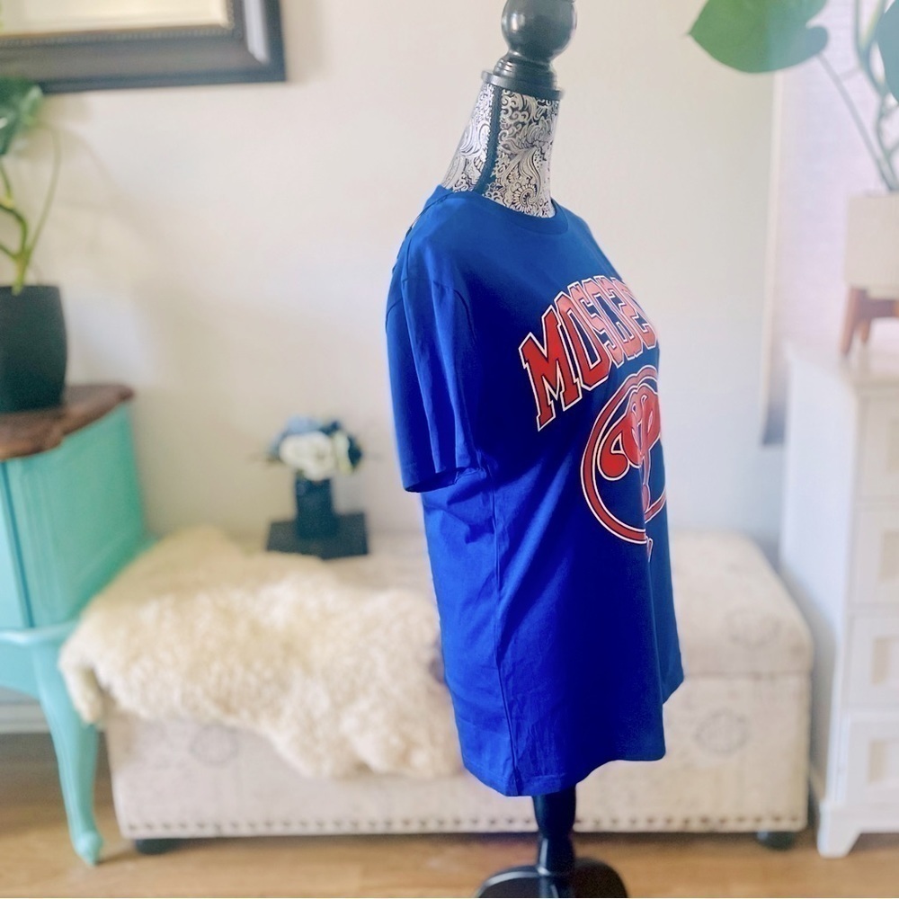 NWT Moschino Couture Mirrored Restructured Logo Cotton Graphic T-Shirt NY Knicks - Picture 3 of 9